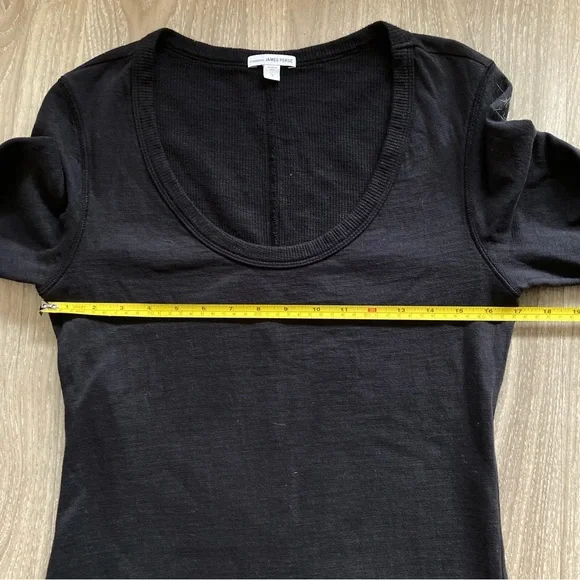 James Purse Black Long Sleeve Scoop Neck Midi Dress. Sz 3/ Large - Picture 9 of 9